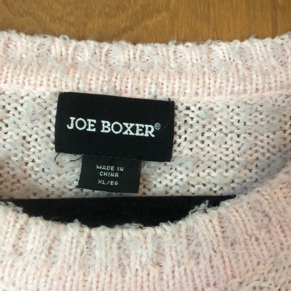 Joe Boxer pale pink fuzzy knit sweater - Picture 2 of 6